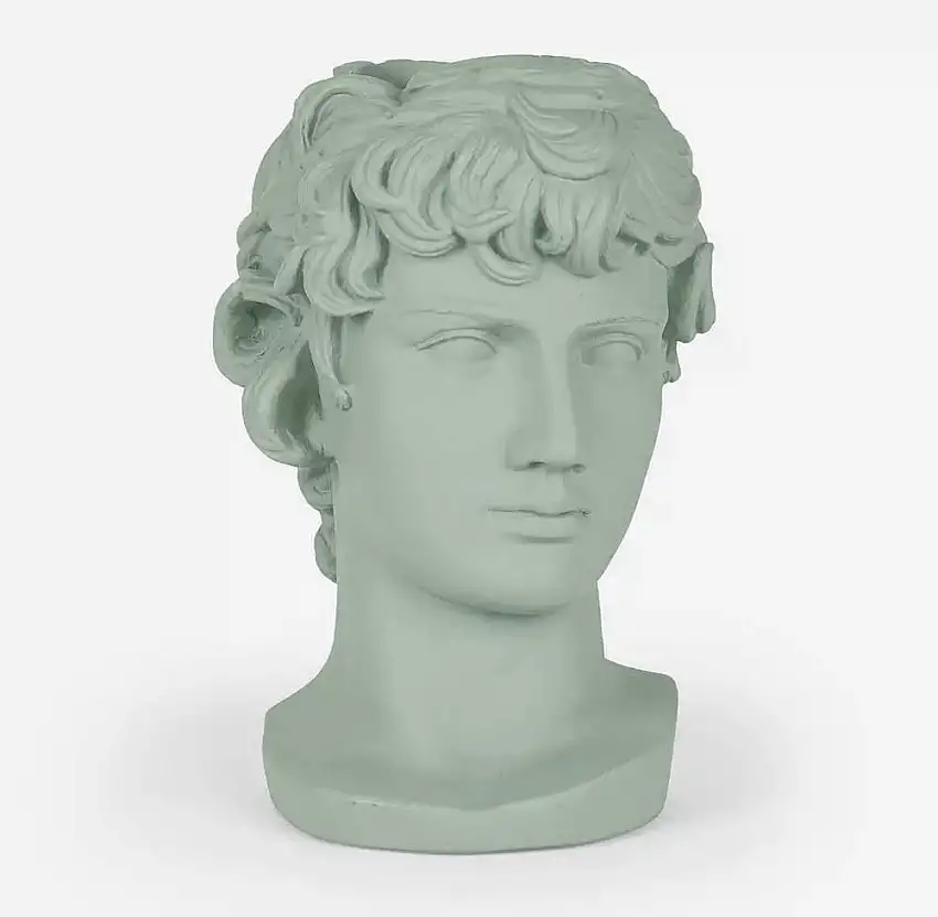 Scultura Antinoos Head Vaso Verde Salvia Sophia