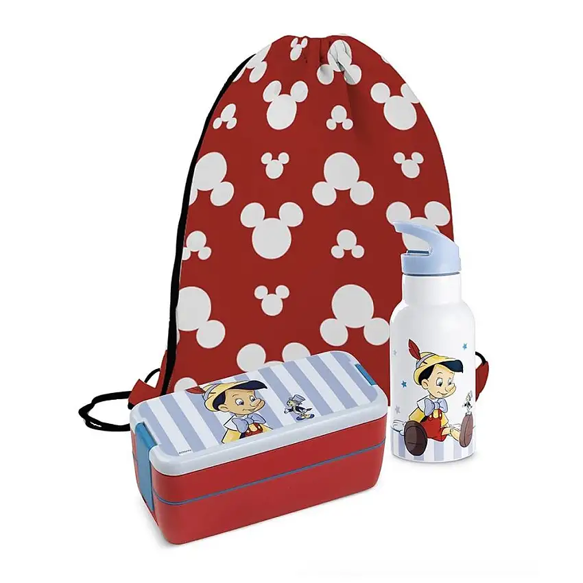 EGAN - Set Lunch Box+ Bottiglia Termica Pinocchio Tales Con Sacca