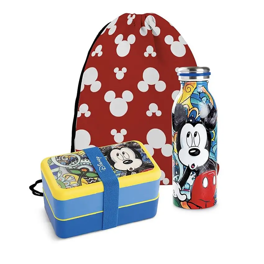 EGAN - Set Lunch Box+ Bottiglia Termica Mickey F & E Con Sacca