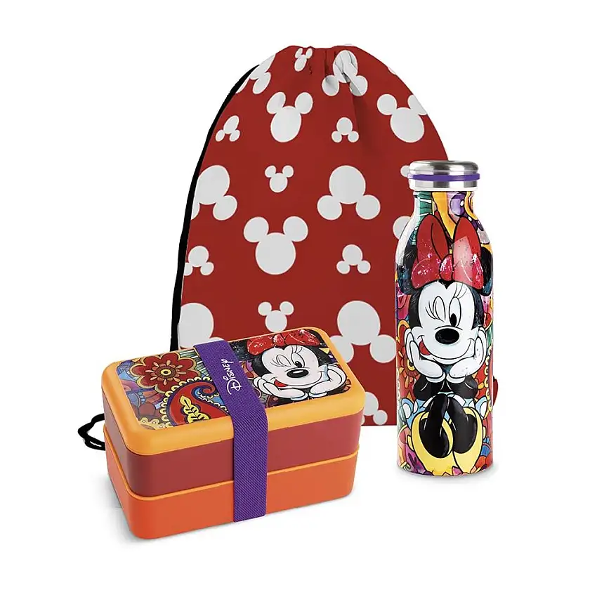 EGAN - Set Lunch Box+ Bottiglia Termica Mimmie F & E Con Sacca