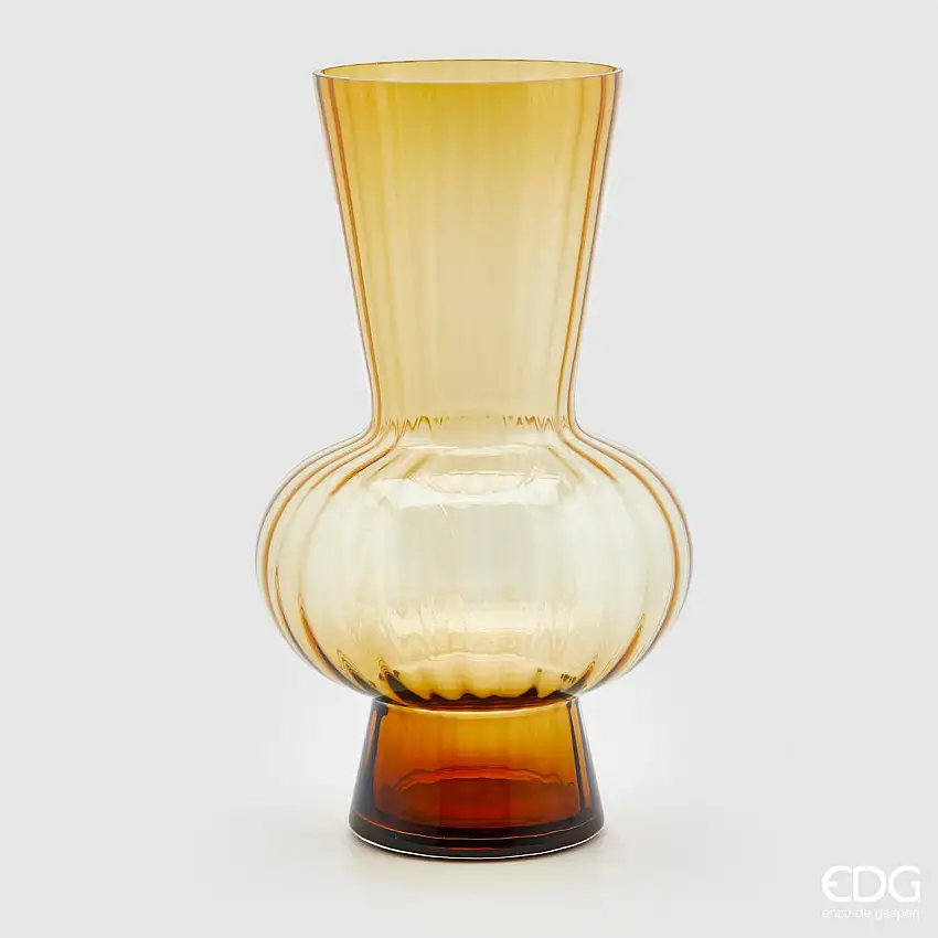 EDG Enzo De Gasperi | Vaso a righe con sfera e collo alto in vetro