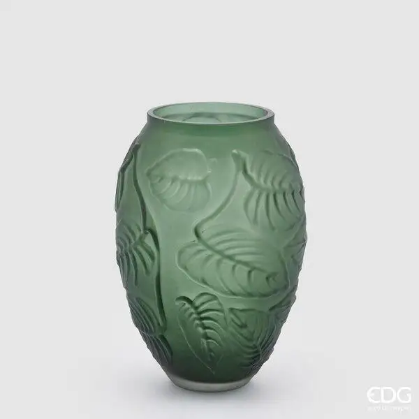 Enzo De Gasperi Vaso Foglie in Vetro Opaco