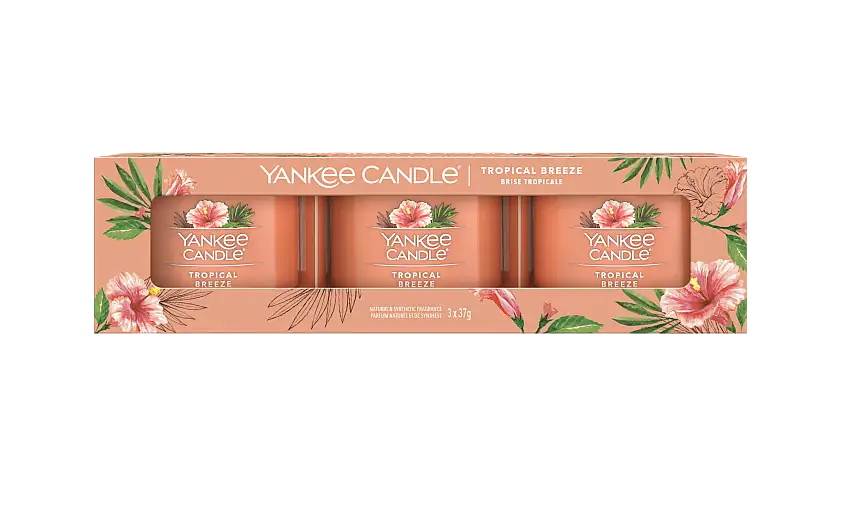 Yankee Candle Confezione  3 Candele Votive in Vetro Tropical Breeze