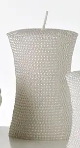 Candela Moccolo Microsfere Dia 7,5 x 11 cm Bianco Perlato