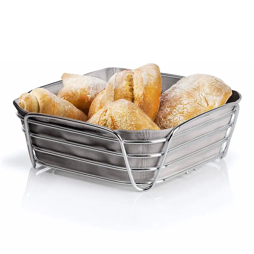 Cestino per il pane DELARA L, 26 cm, tortora, cromo, Blomus