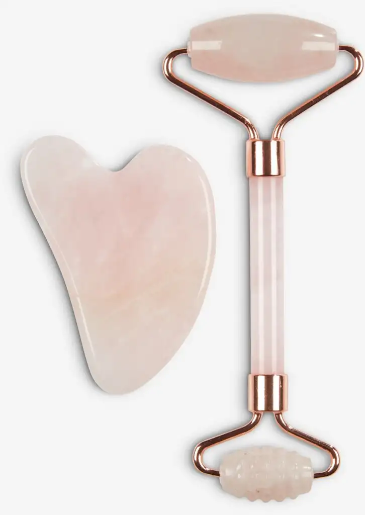 Rullo per viso e accessorio massaggi in pietra VALLSTA rosa