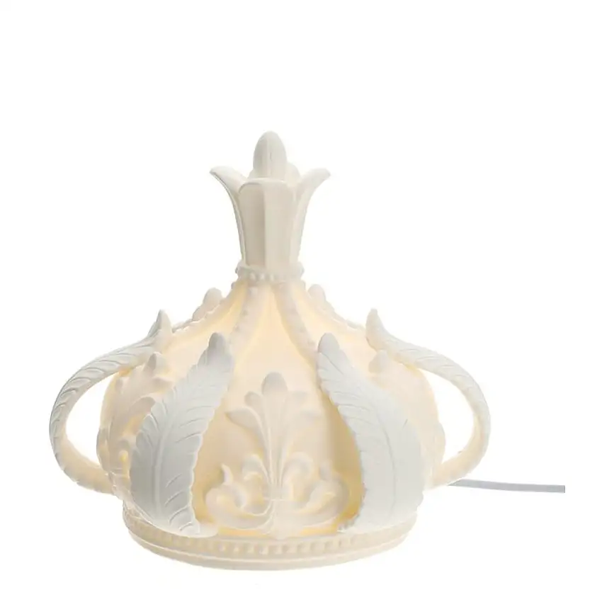 HERVIT - Lampada Corona Porcellana Bianca 20X18 Cm