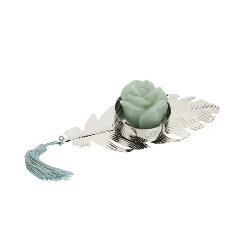 HERVIT - Portacandela Foglia Metallo Argentato 7X16,5Cm