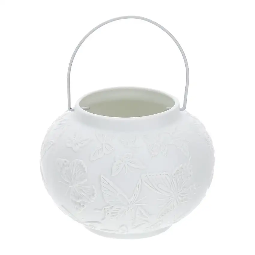 HERVIT - Lanterna Porcellana Bianca Biscuit 12X9 Cm