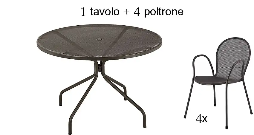 Tavolo Cambi cm Diam. 120 con 4 Poltrone Ronda