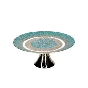 ALZATA VETRO SIRIA ORO AZZURRO 28 CM