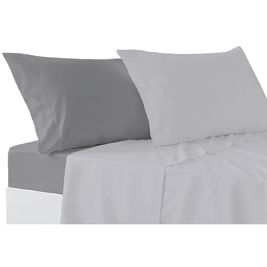 COMPLETO LENZUOLA IN COTONE TINTA UNITA DOUBLE FACE FUMO/GRIGIO