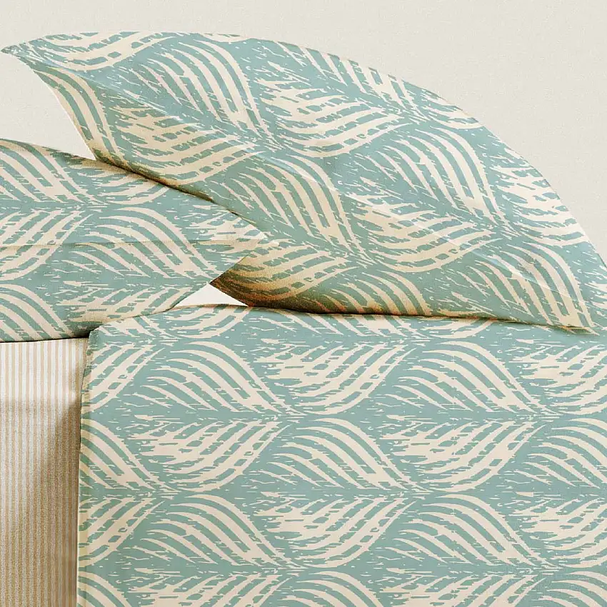 COMPLETO LENZUOLA FRANCESE IN COTONE TILLA CELESTE