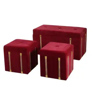 BAULE CON 2 POUF BORDEAUX