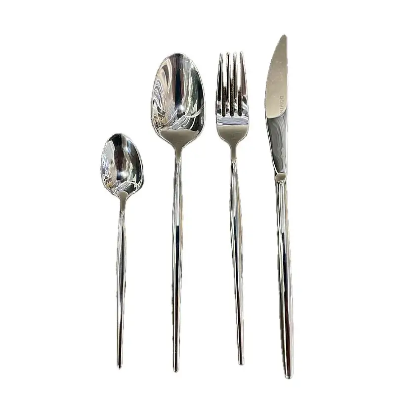 PORCELLANA BIANCA - Set 24 Pezzi Posate Silver