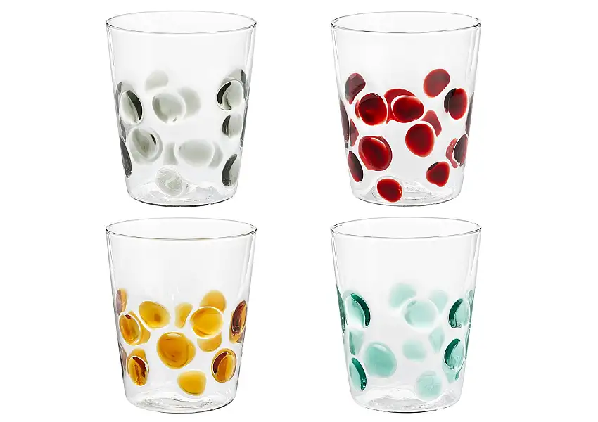 Set Bicchieri 4 pz. Dots in vetro con decoro Galbiati