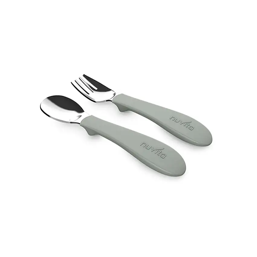 Nuvita - Set posate in acciaio con impugnatura in silicone KiddieKit