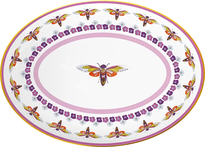 Piatto a servire Ovale in porcellana Collezione AMAZZONIA  By Baci Milano