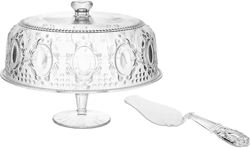 Set alzata torta + paletta torta trasparente Baroque&Rock Baci Milano