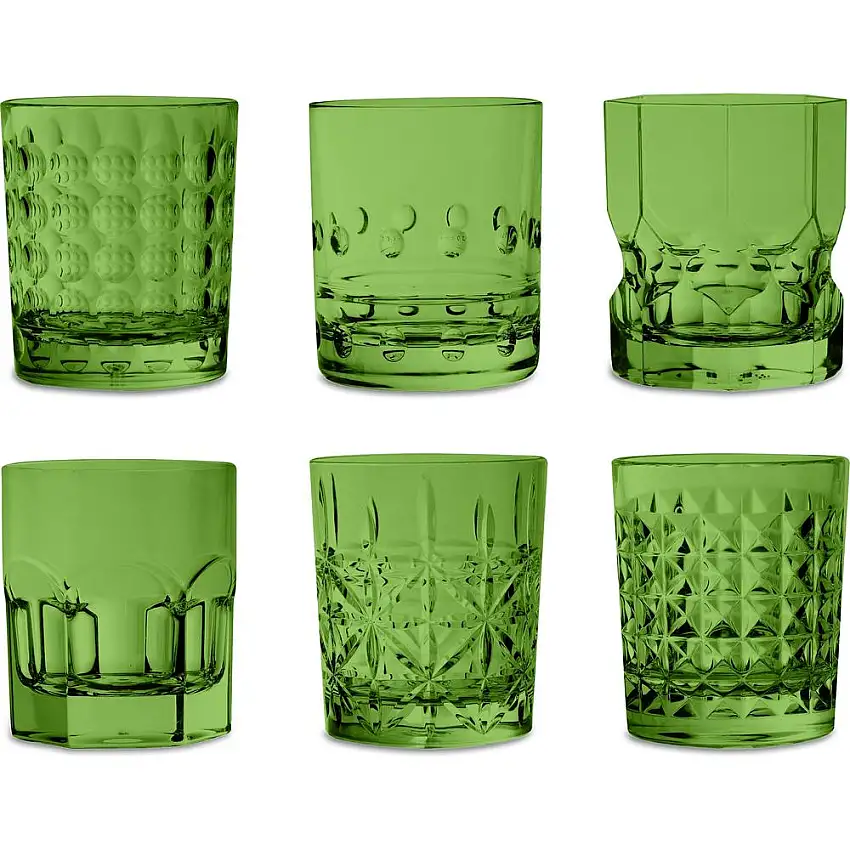 BACI MILANO - Set 6 Tumbler Assortiti Verde In Acrilico 8X9H