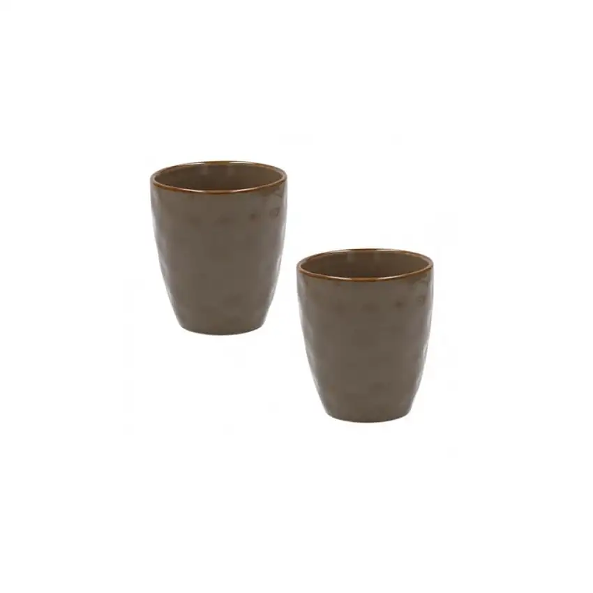 ROSE & TULIPANI - Concerto Grigio Tortora Set 2 Bicchieri Acqua In Gres Stoneware