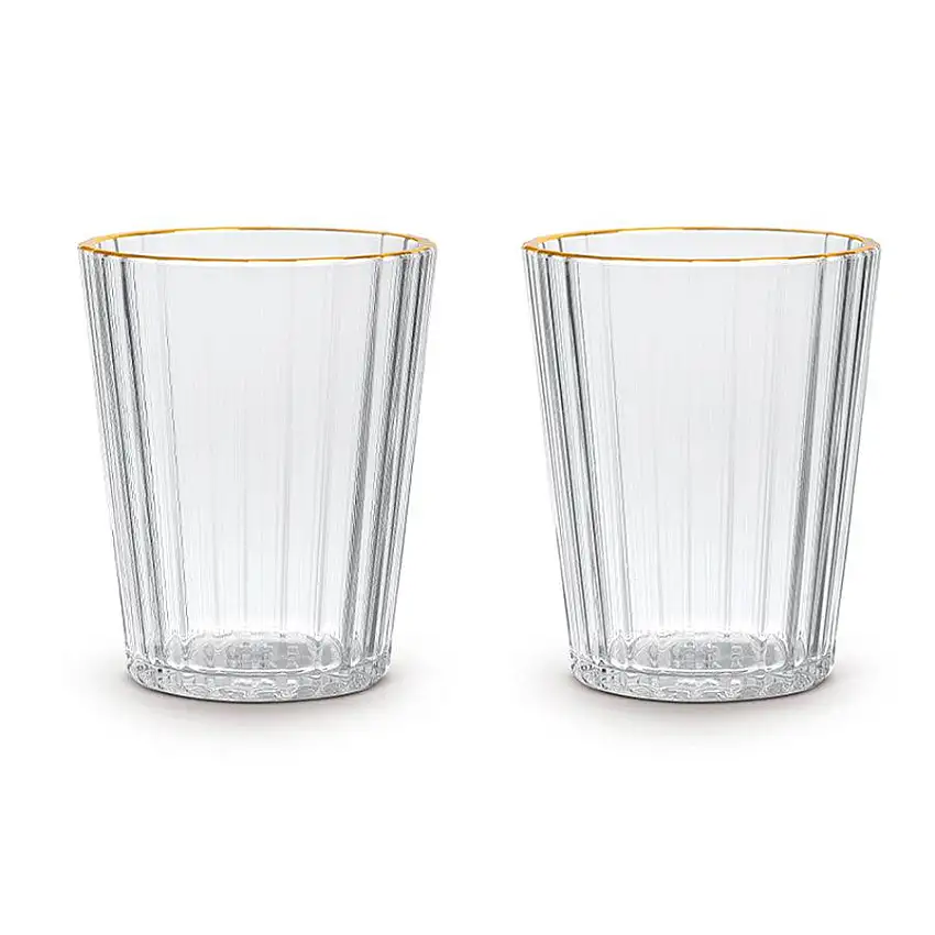 Set 2 pz. Bicchieri acrilico bordo oro 370 ml. WD Lifestyle