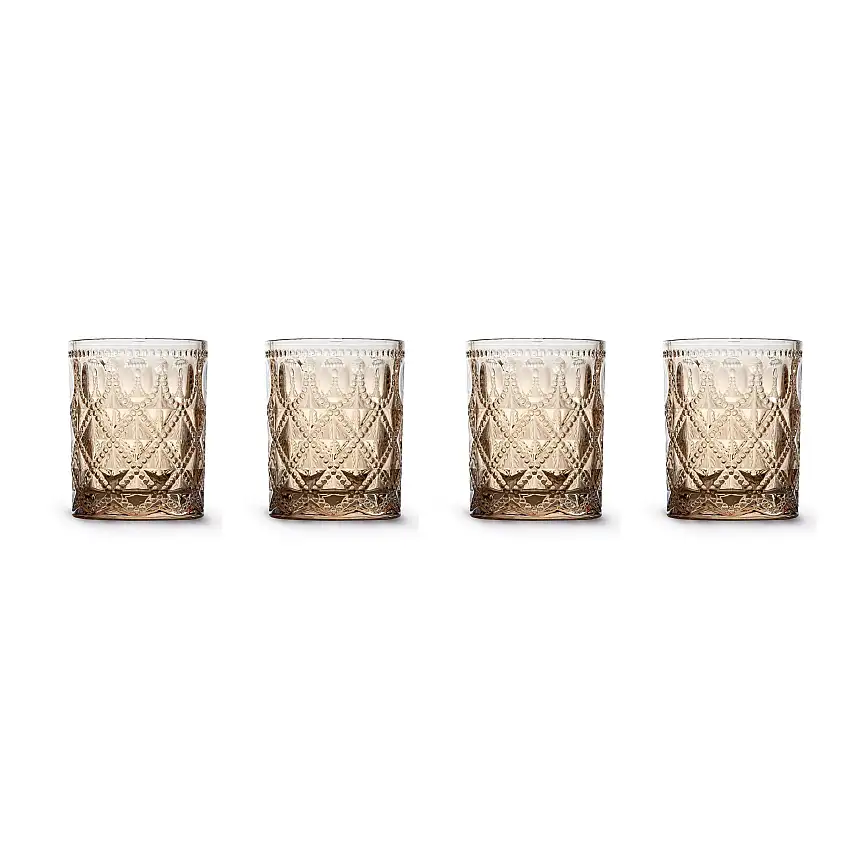 Set 4 pz. Bicchieri in vetro con decoro a rilievo 300 ml WD Lifestyle