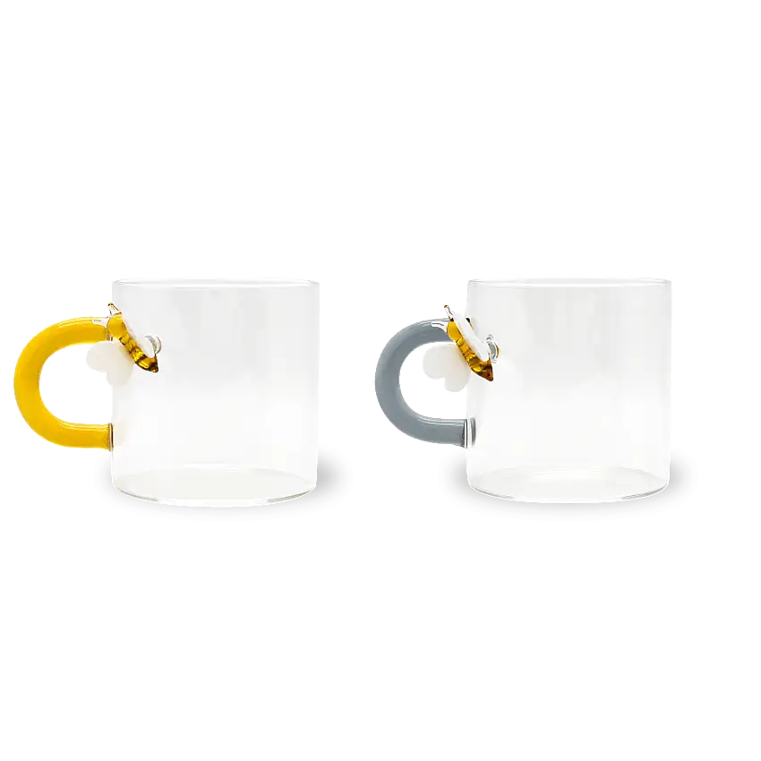 Set 2 pz. tazzine da caffè in borosilicato con decori e manico colorato Monterey WD Lifestyle