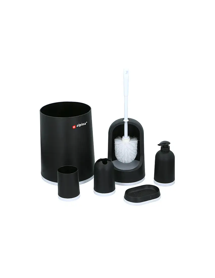 Alpina - bathroom set 6 items (black/white)