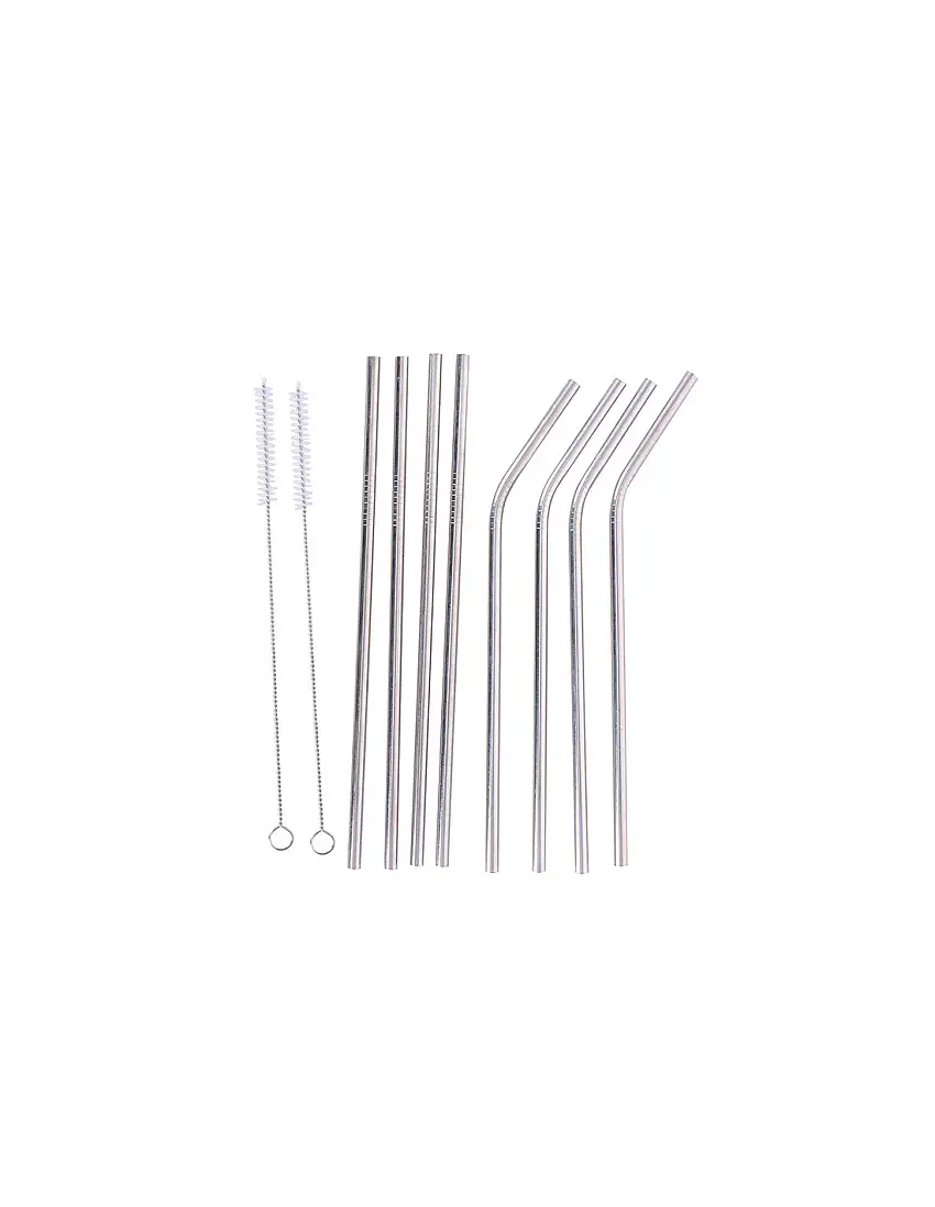 Alpina - eco-friendly multi-use metal straws with cleaning brushes (8+2 pcs.)