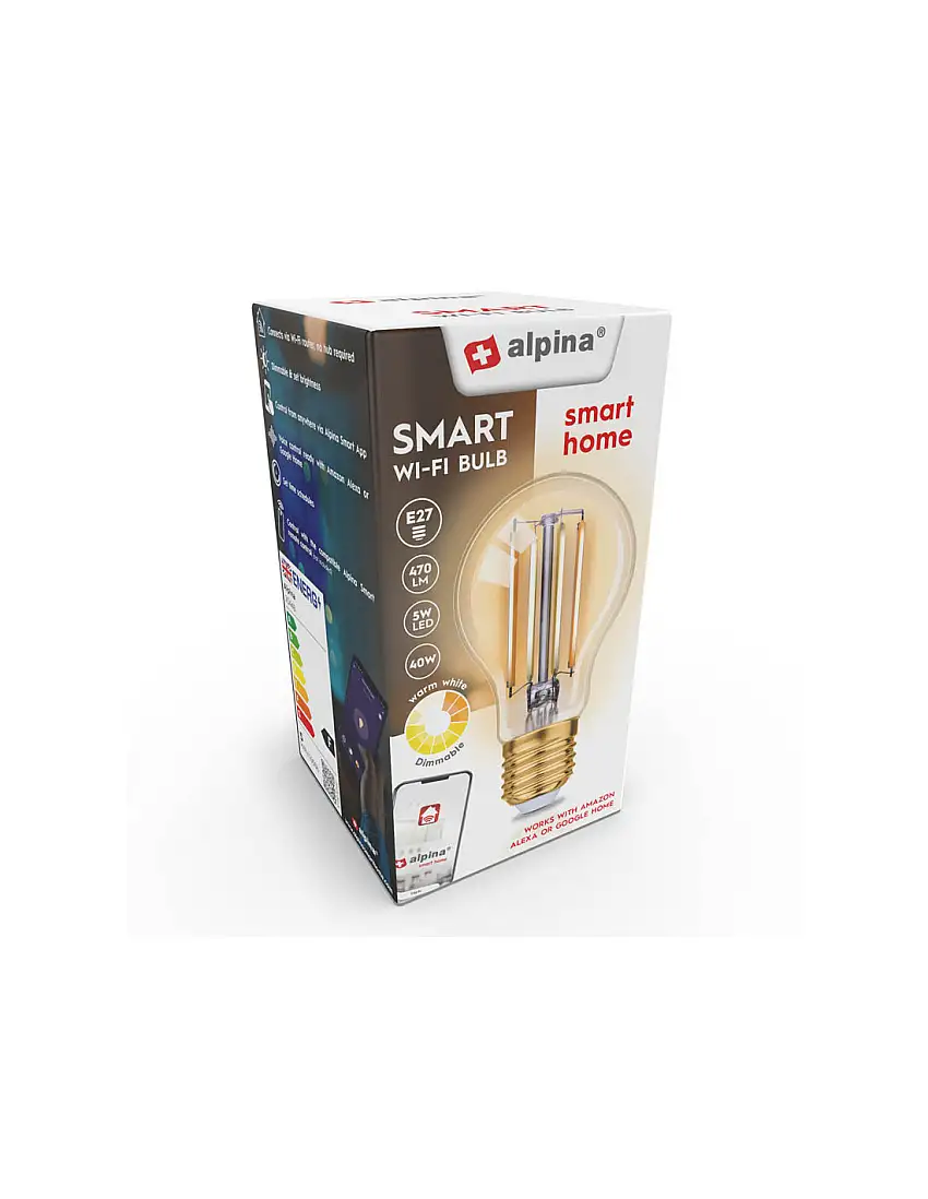 Alpina - Smart Wi-Fi bulb, E27 socket, power 4.9 W, warm white