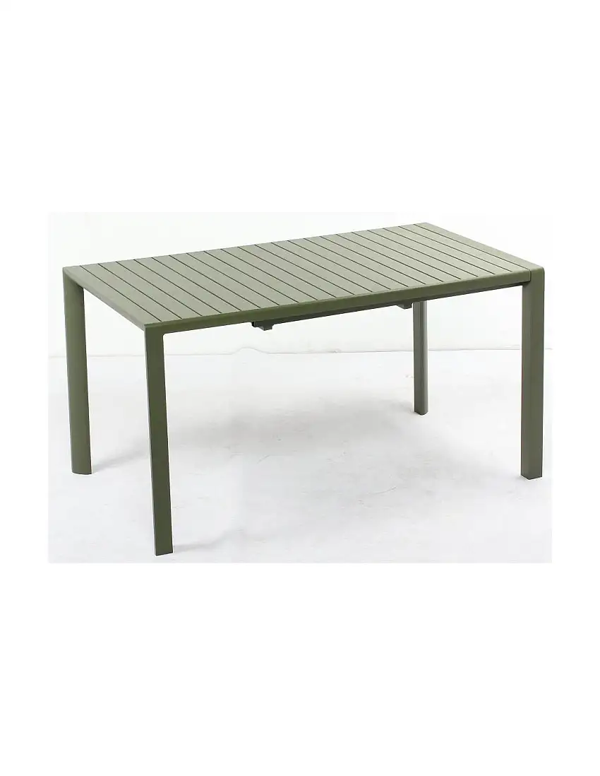 AMICASA CAROL Tavolo da esterno Allungabile Verde oliva 140 cm