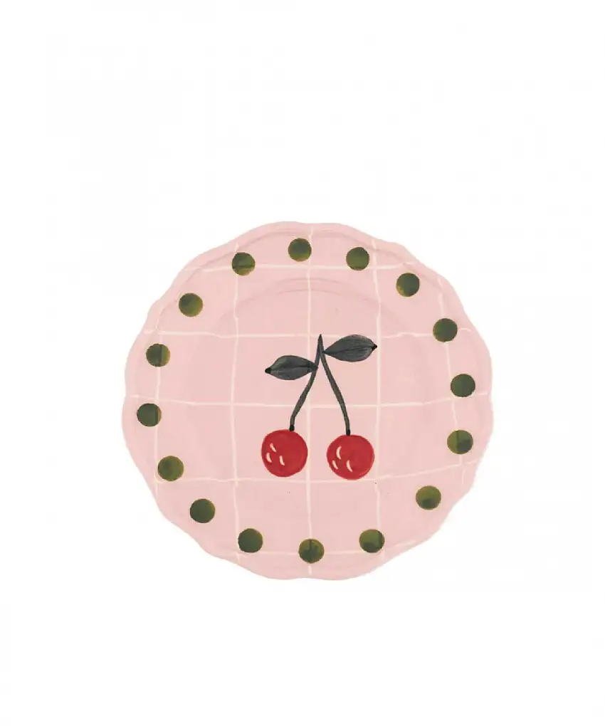 Bitossi Set 2 Piatti Frutta Quadri Rosa