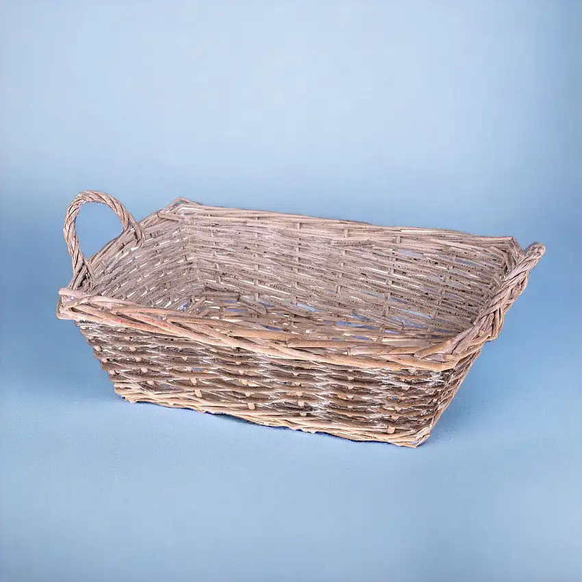 Cesto rettangolare vimini manici • 53,5 cm