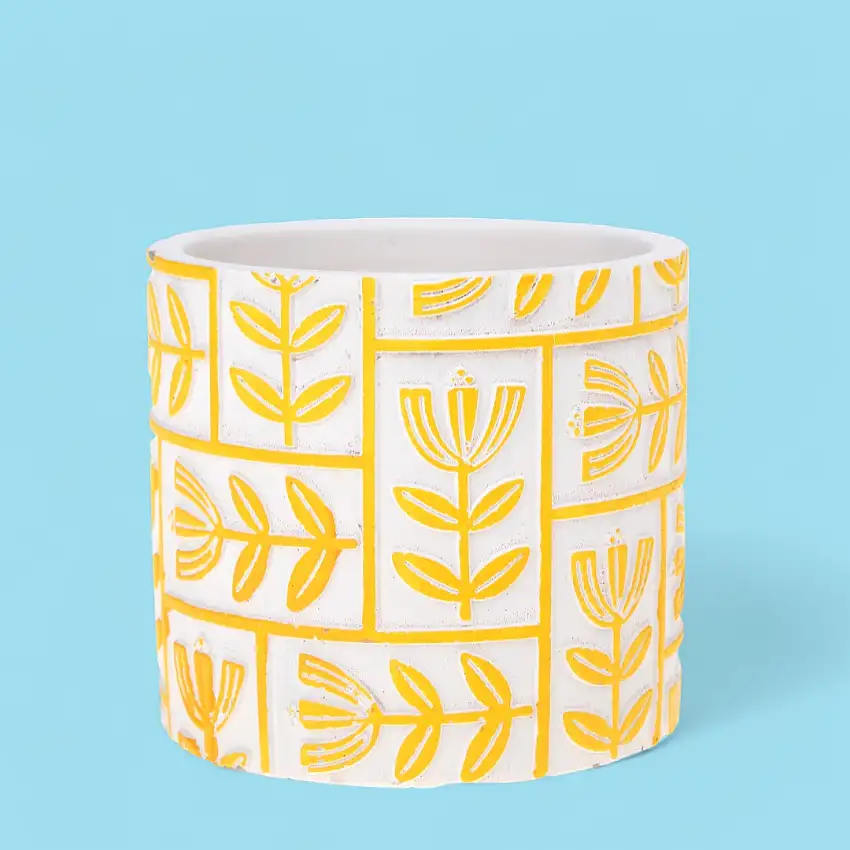 4 Pezzi • Cachepot disegni in rilievo • 13 cm