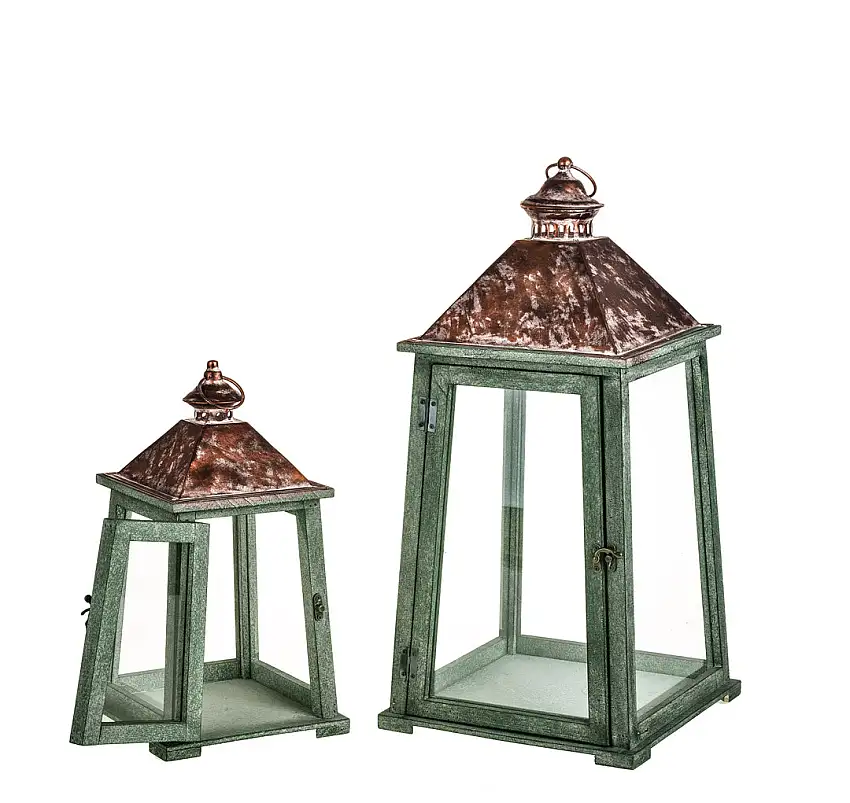 Set e due lanterne in metallo • 59 cm