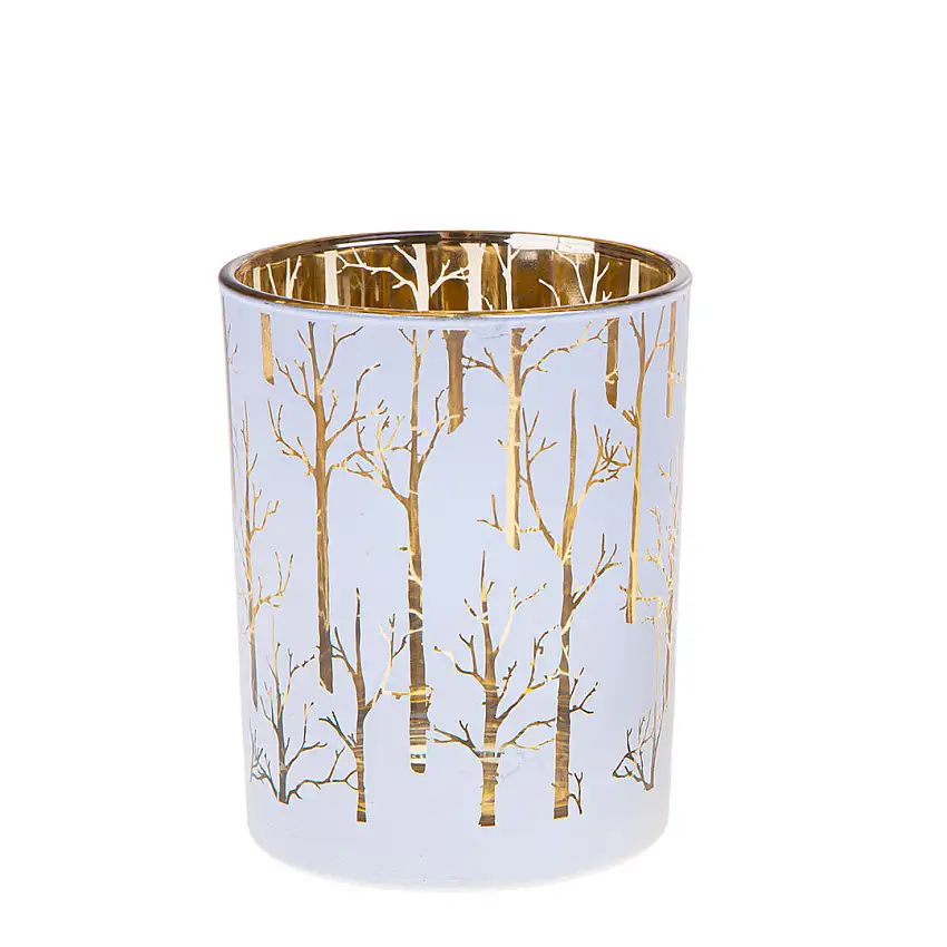2 Pezzi • Porta tealight con alberi • 12,5 cm