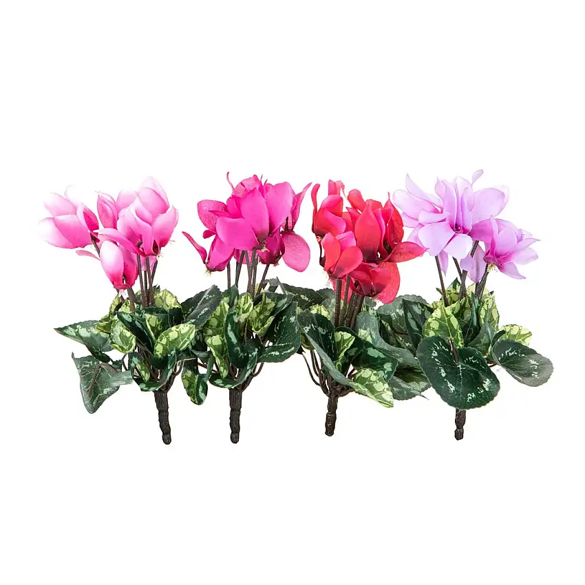 4 Pezzi • Mini ciclamino artificiale 7 fiori • 18 cm