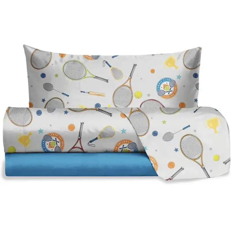 COMPLETO LETTO TENNIS 1 POSTO Cotone 100%