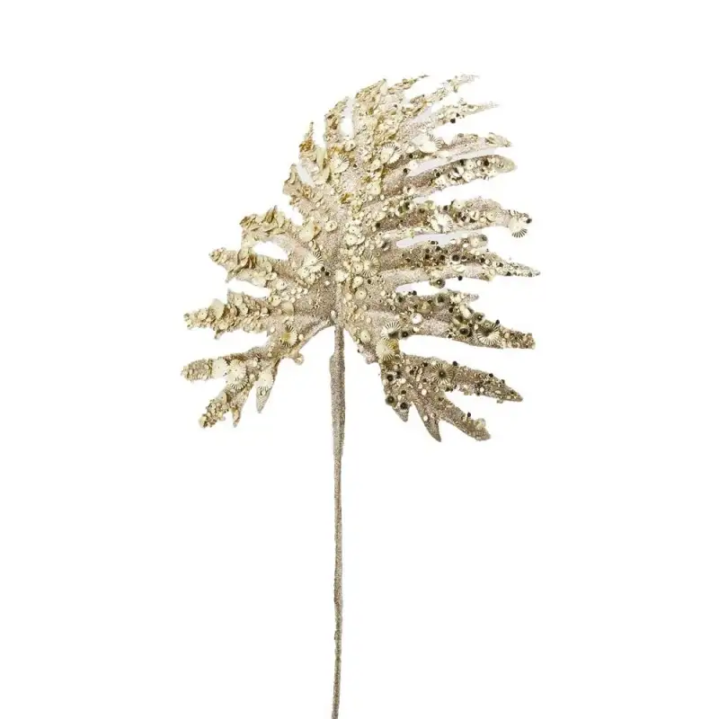 EDG Enzo De Gasperi foglia Monstera paillettes oro H62cm