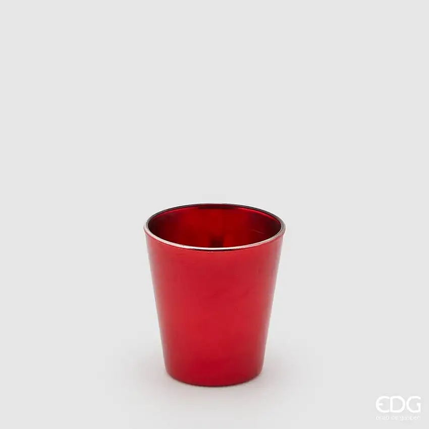 Vaso Vetro Rotondo Svasato Rosso d.8 h.9