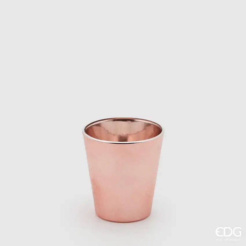 Vaso Vetro Rotondo Svasato Rosa d.8 h.9
