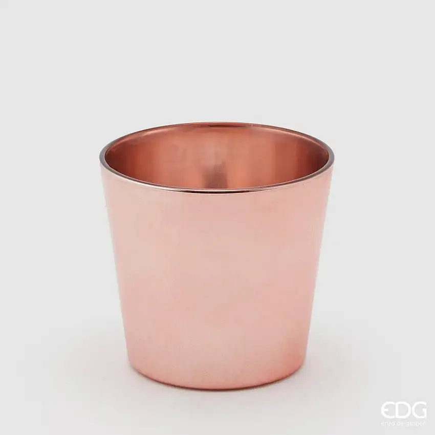 Vaso Vetro Rotondo Svasato Rosa d.13,5 h.12