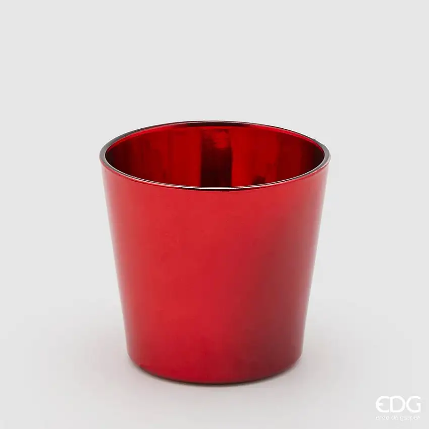 Vaso Vetro Rotondo Svasato Rosso d.13,5 h.12