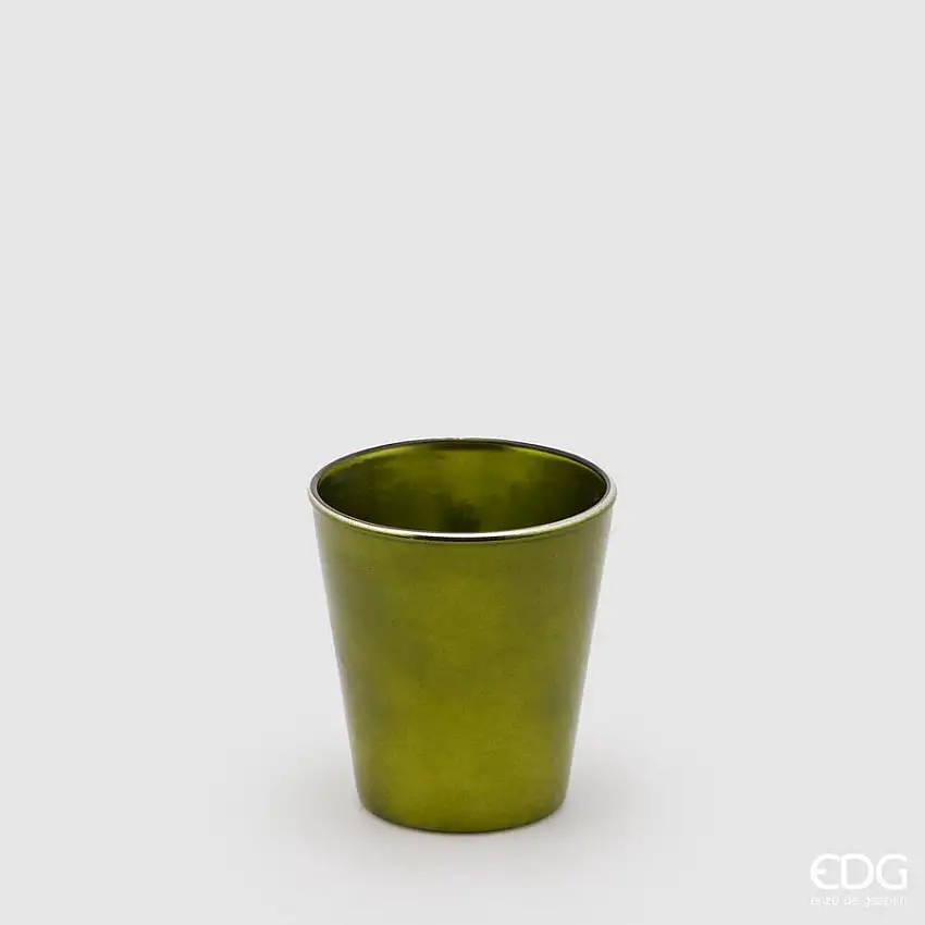 Vaso Vetro Rotondo Svasato Verde d.8 h.9