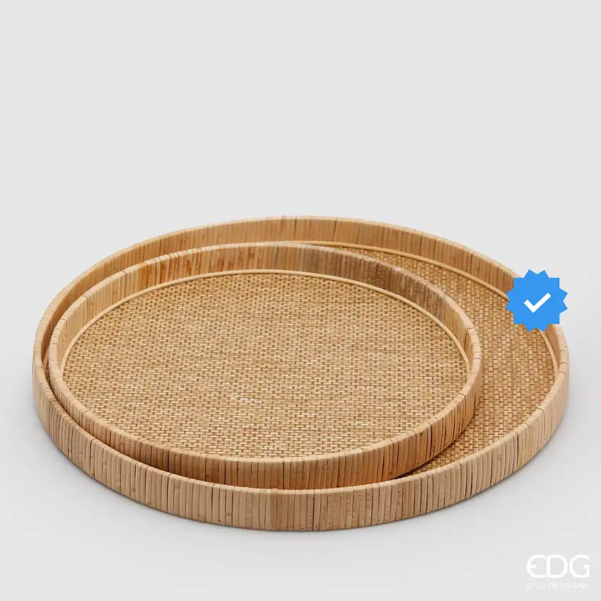 Vassoio Rotondo in Rattan S2 M2 d.50 h.4 Edg