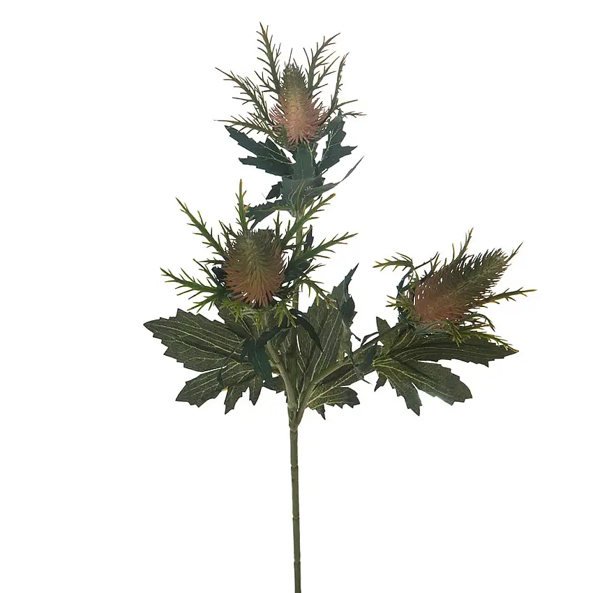 4 Pezzi • Fiore di Eringium artificiale per 3 fiori • 68 cm