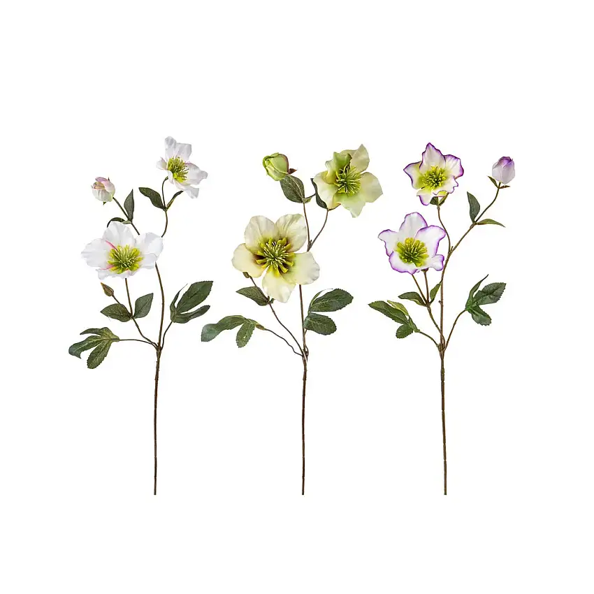 6 Pezzi • Rosa di natale artificiale a 2 diramzioni • 72 cm