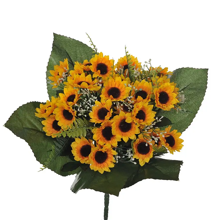 Bouquet girasoli artificiale 12 fiori • 33 cm