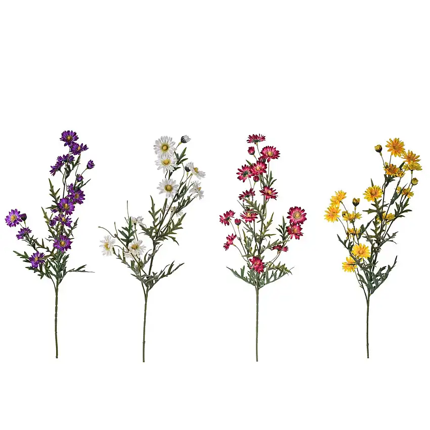 4 Pezzi • Mazzetto san carlino con 18 fiori artificiale • 63 cm
